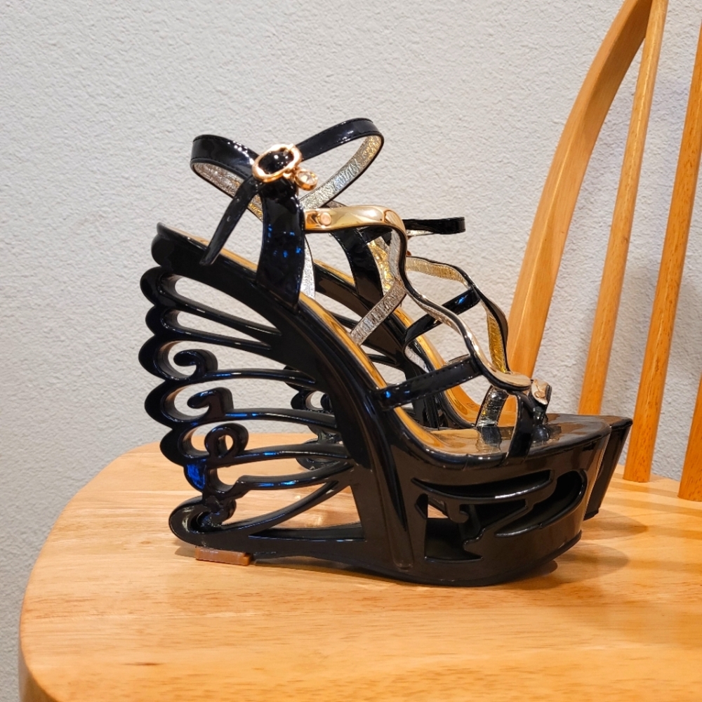 Carved Butterfly Platform Heels